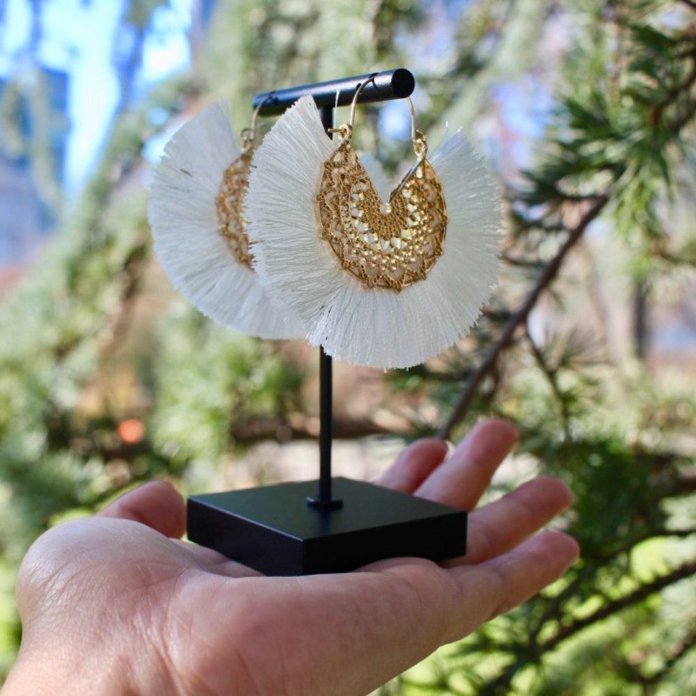ANTHROPOLOGIE Amelia Filigree Fringe Hoop Earrings - Picture 3 of 12